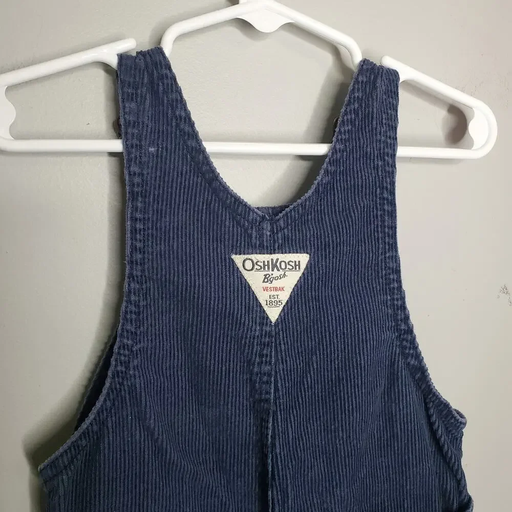 Oshkosh B'gosh Blue Corduroy Overalls Size 18 Months 100% Cotton Bear Embroidery